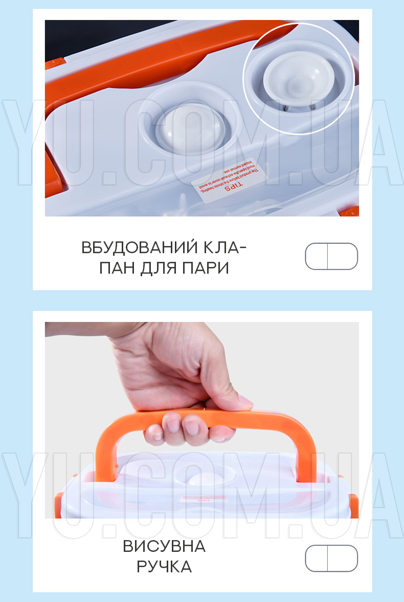 Ланч-бокс 2 в 1 с подогревом для автомобиля и дома на два отделения Lunch Heater LHB-220-12V